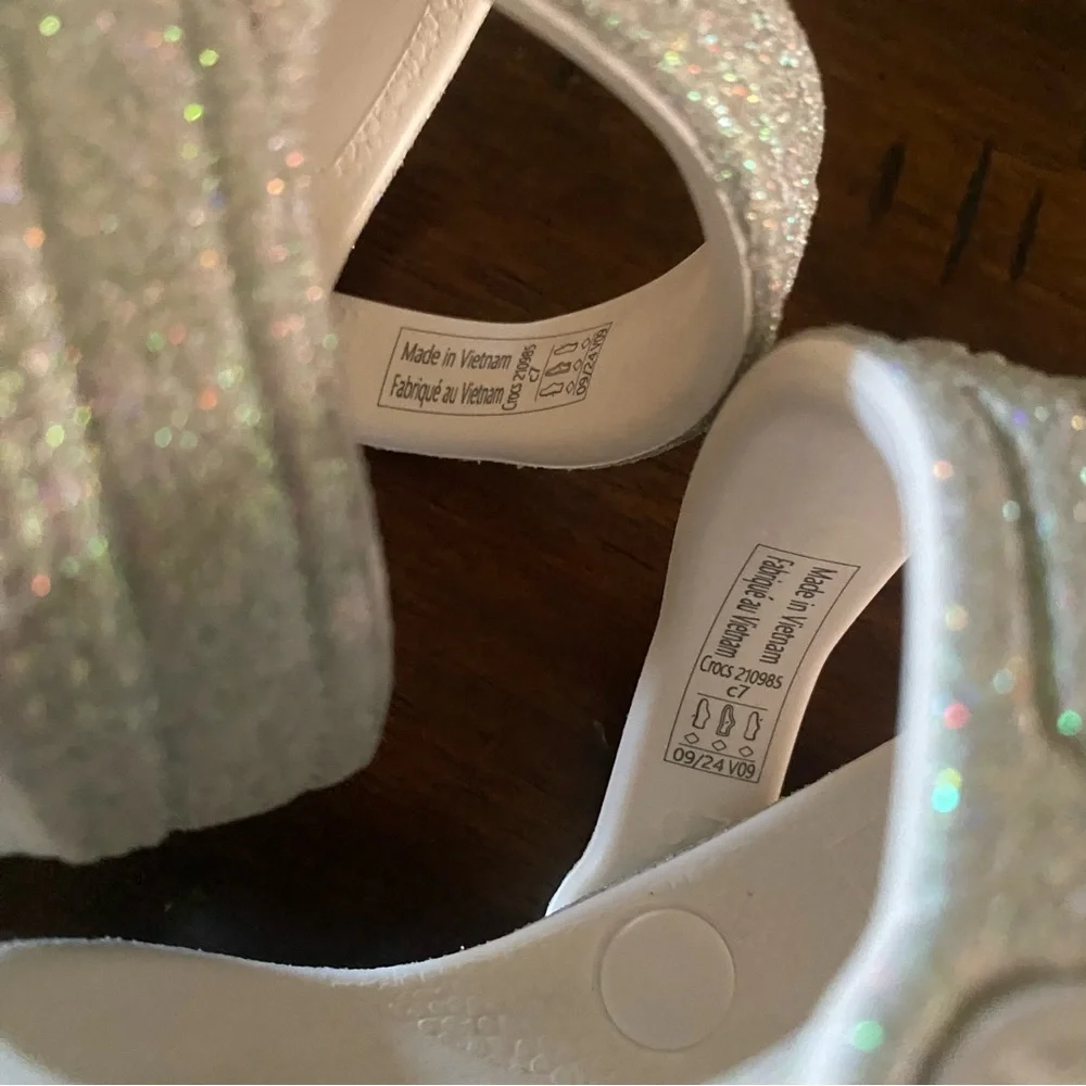 CROCS Silver Glitter Clogs with Colorful Gummy Bear Charms